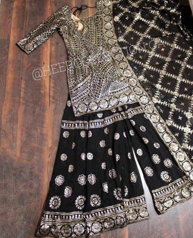 295 Beautiful Heavy Wedding Wear Georgette Fancy Kurti Sarara With Dupatta Readymade Collection